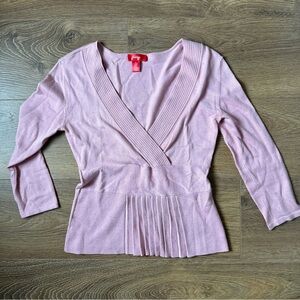 Vintage Light Pink V-Neck 3/4 Sleeve Sweater Size XS
